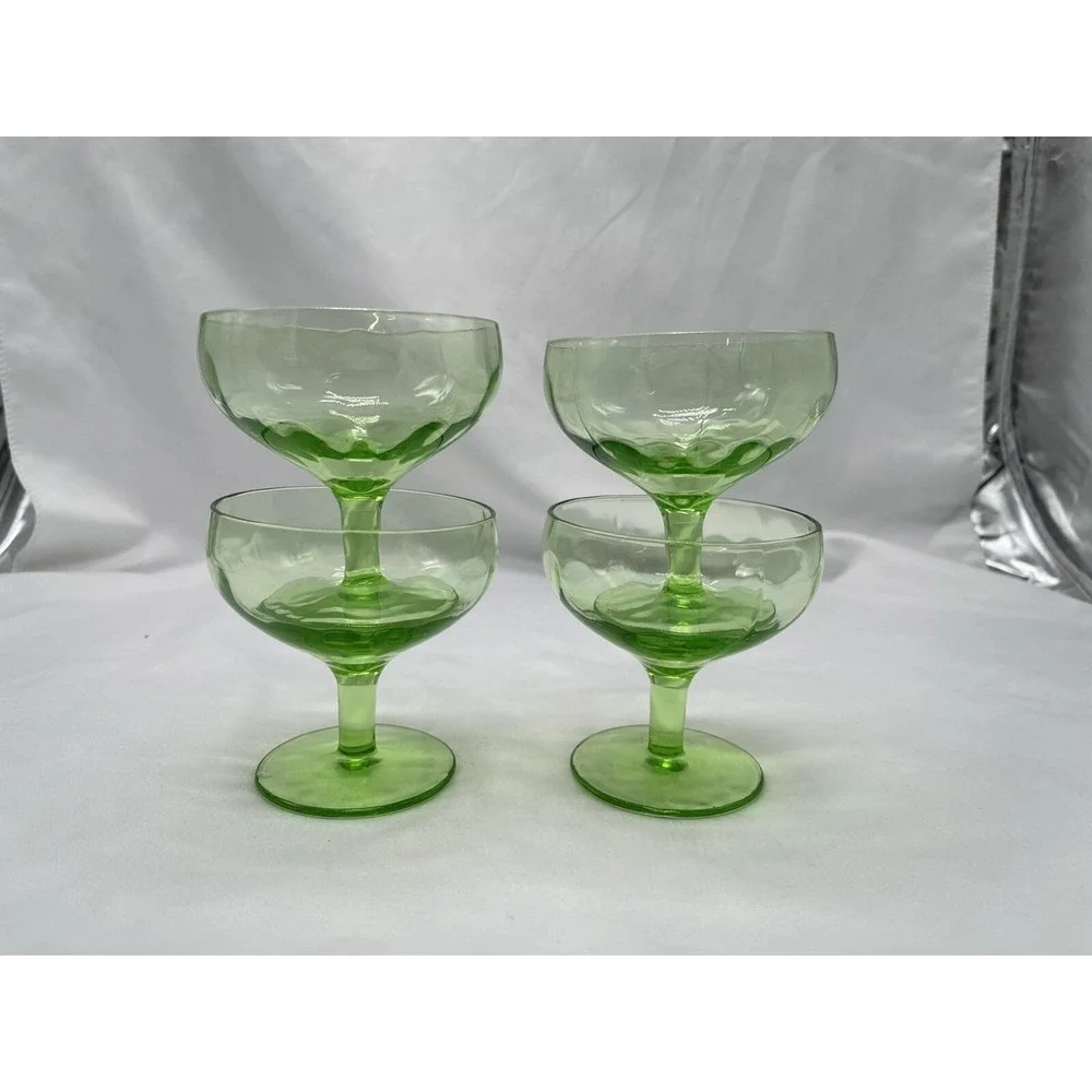 Federal Glass Green Depression Low Sherbet stem 3-1/2